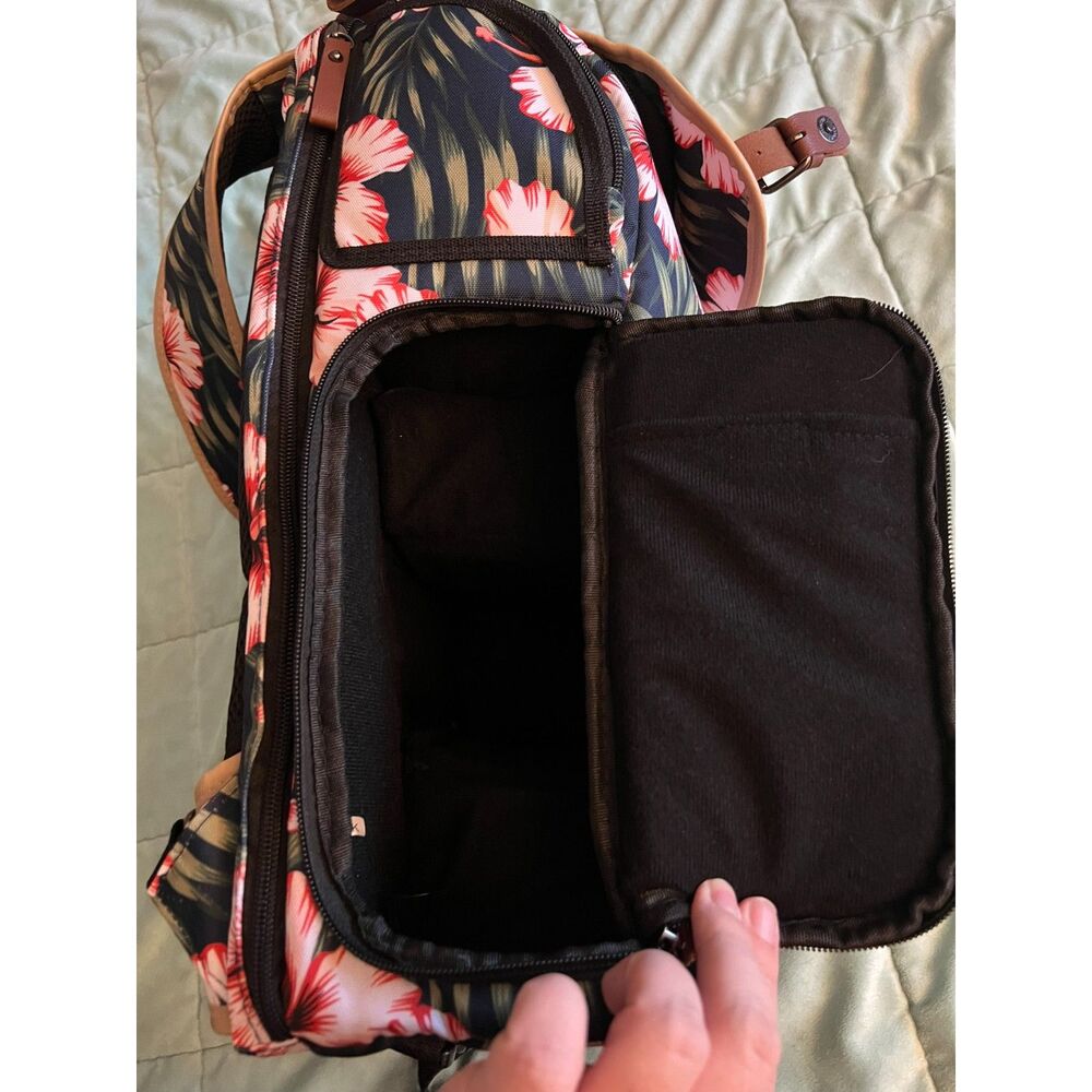 DSLR and Laptop Backpack with Hibiscus and Leaf Design